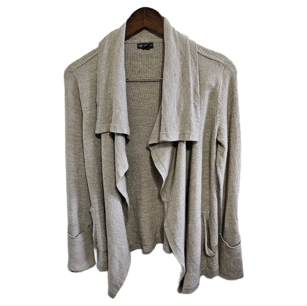 Eddie Bauer knit merino wool beige open cardigan size medium